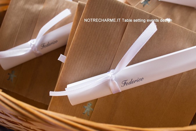 Guest favours details: baby christening party in Italy