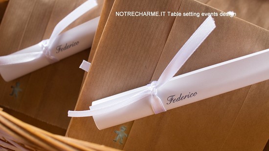 Guest favours details: baby christening party in Italy